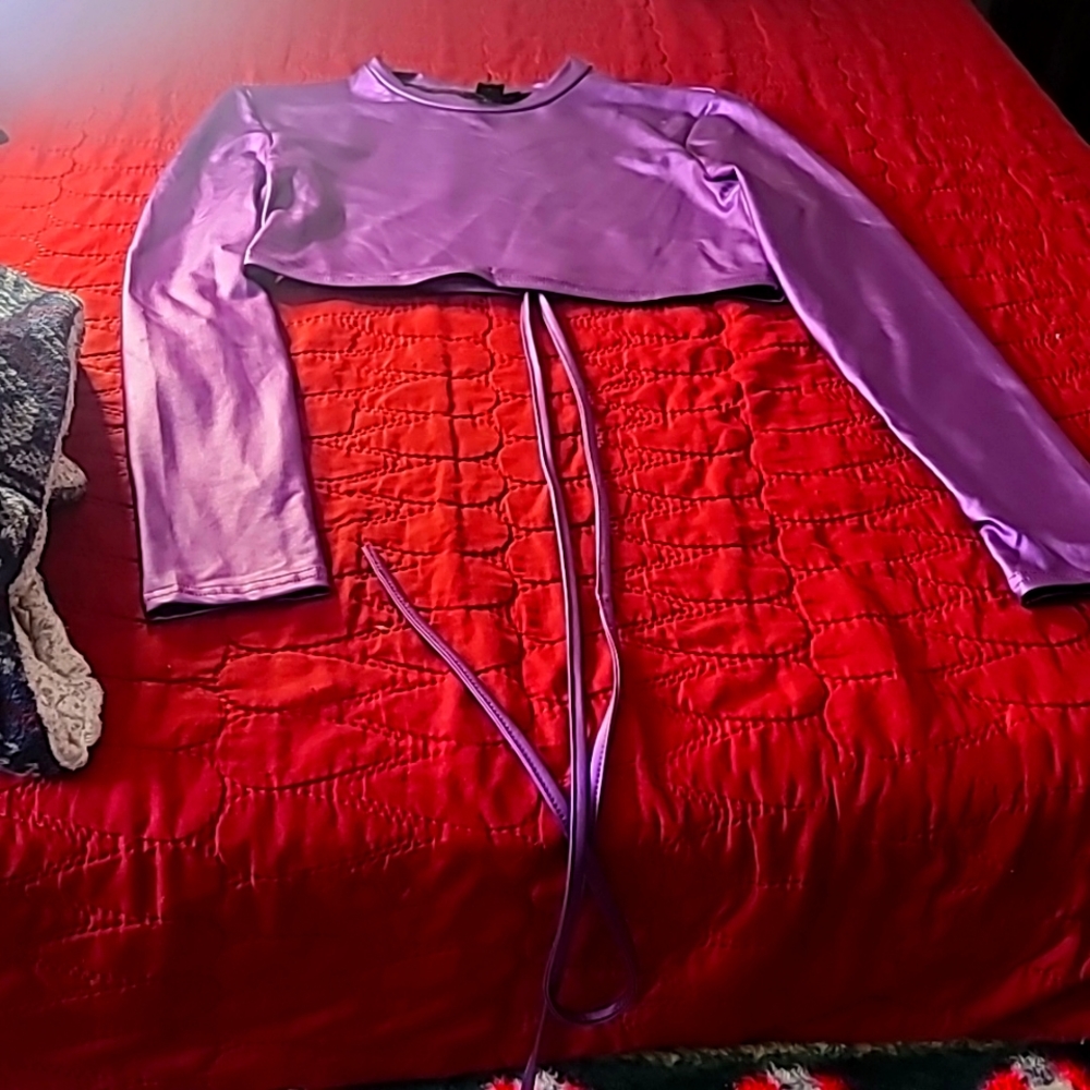 Purple metallic crop top